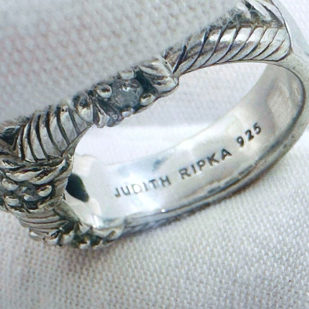 Judith Ripka 925 Sterling Silver Cubic Zirconia Ring Band - Size 6 - Picture 10 of 10